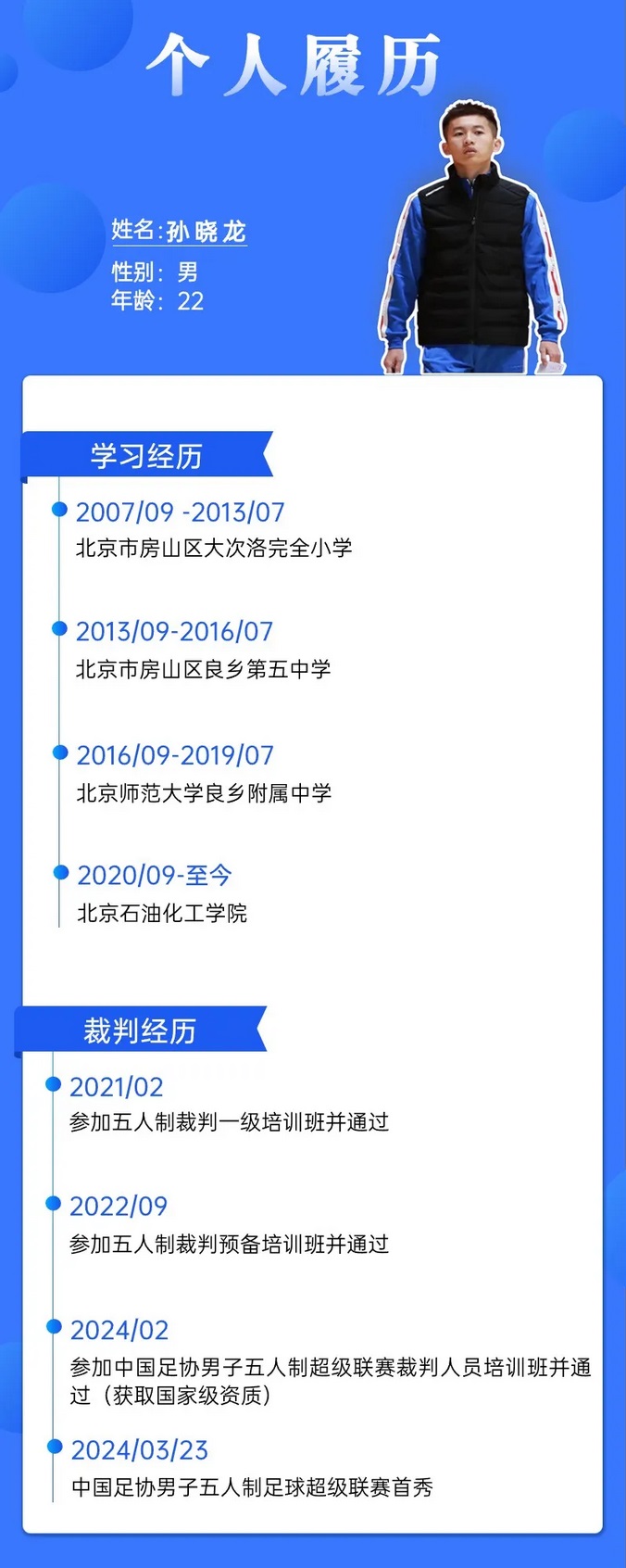 北京青年裁判孙晓龙首秀五超联赛 获赞誉